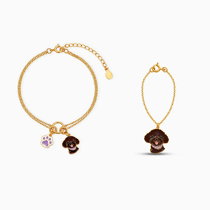 Golden Pawmark Charm & Bracelet Set