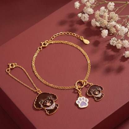 Golden Pawmark Charm & Bracelet Set