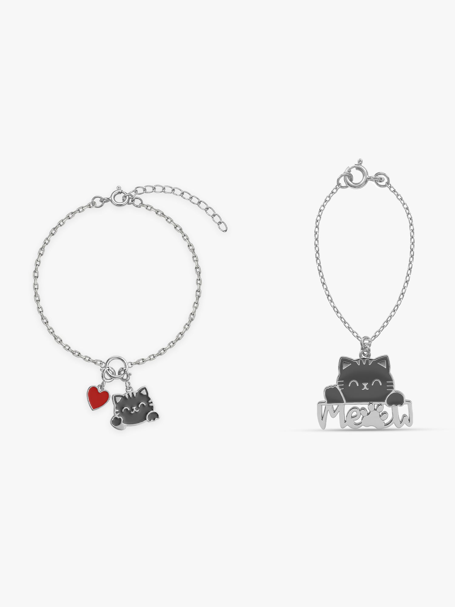 Silver Meow Muse Charm & Bracelet Set