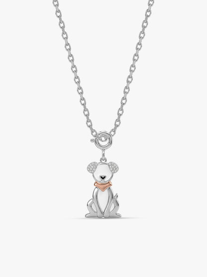 Silver Purr Bloom Pendant With Link Chain