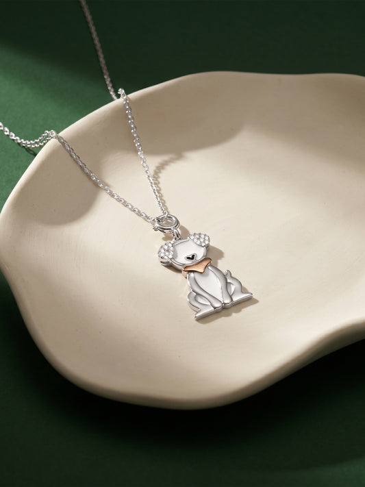 Silver Purr Bloom Pendant With Link Chain