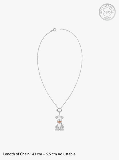 Silver Purr Bloom Pendant With Link Chain