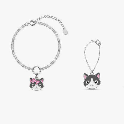Silver Furrytale Charm & Bracelet Set