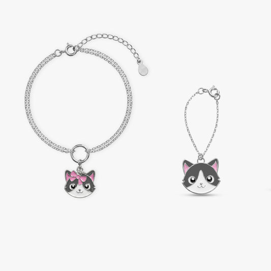 Silver Furrytale Charm & Bracelet Set