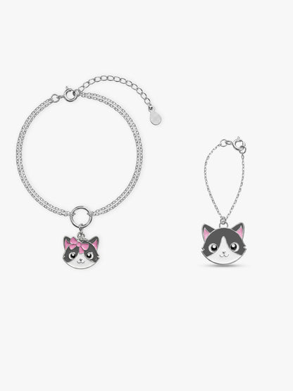 Silver Furrytale Charm & Bracelet Set