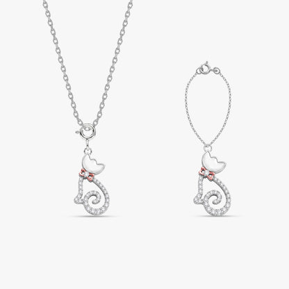Silver Starlit Paws Charm & Pendant Set