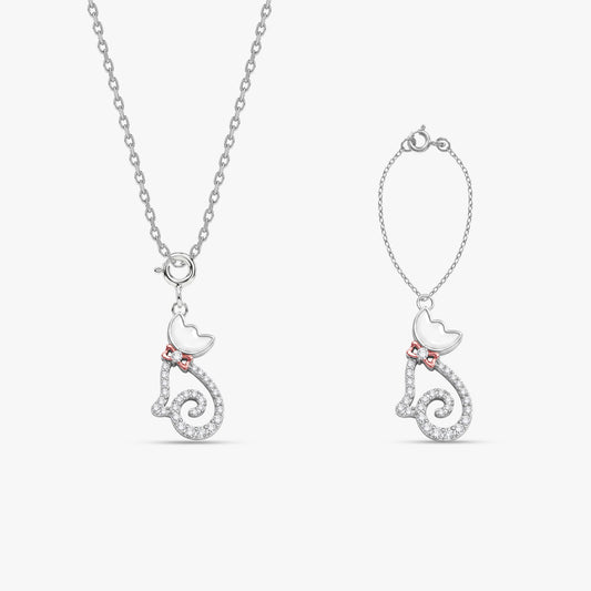 Silver Starlit Paws Charm & Pendant Set