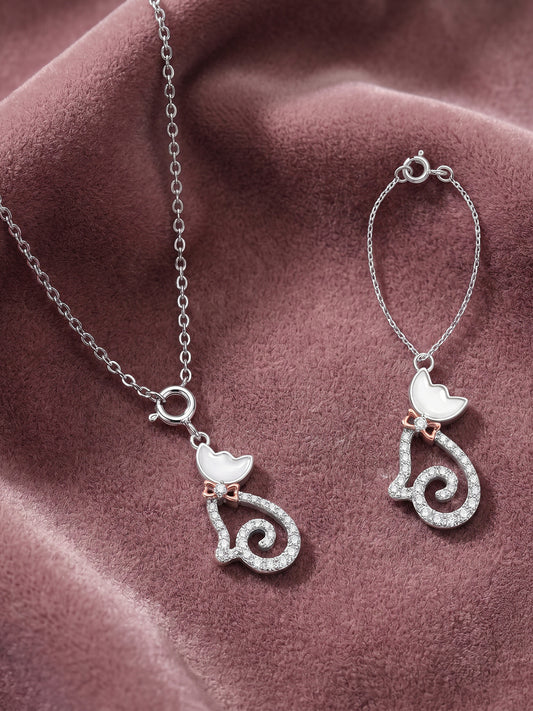 Silver Starlit Paws Charm & Pendant Set