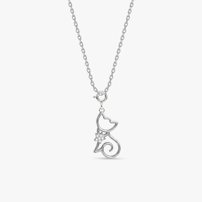 Silver Sparkling Paws Pendant With Link Chain