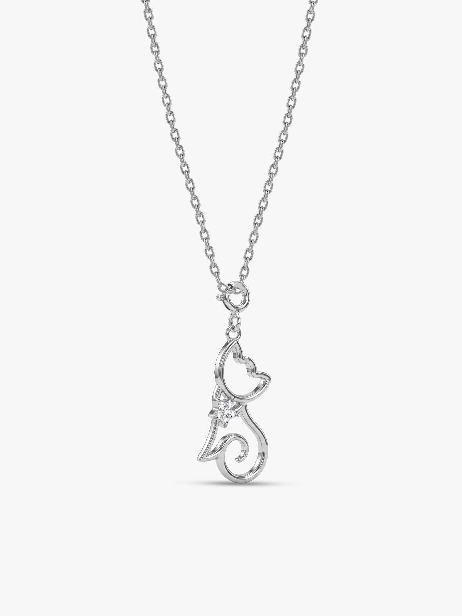 Silver Sparkling Paws Pendant With Link Chain