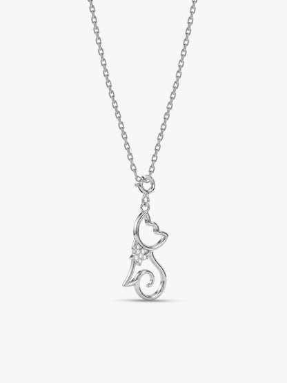 Silver Sparkling Paws Pendant With Link Chain