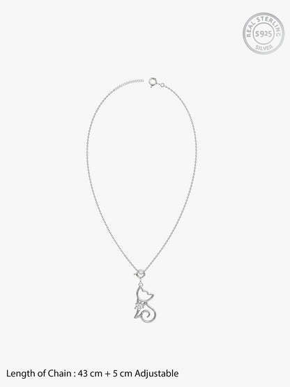 Silver Sparkling Paws Pendant With Link Chain