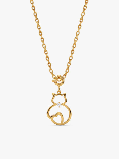 Golden Pawsome Heart Pendant With Link Chain