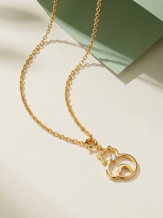 Golden Pawsome Heart Pendant With Link Chain