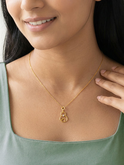 Golden Pawsome Heart Pendant With Link Chain