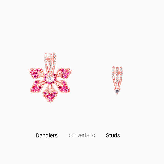 Rose Gold Rani Ebony Convertible Earrings