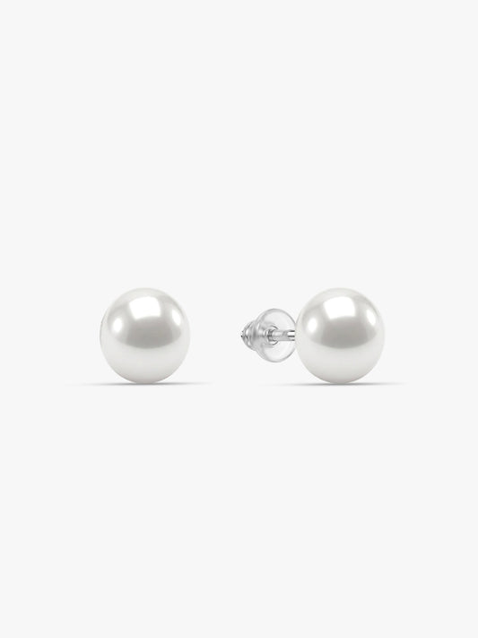 Silver White Pearl Earrings