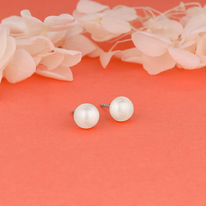 Silver White Pearl Earrings