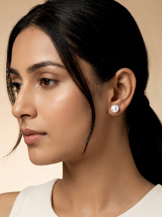 Silver White Pearl Earrings