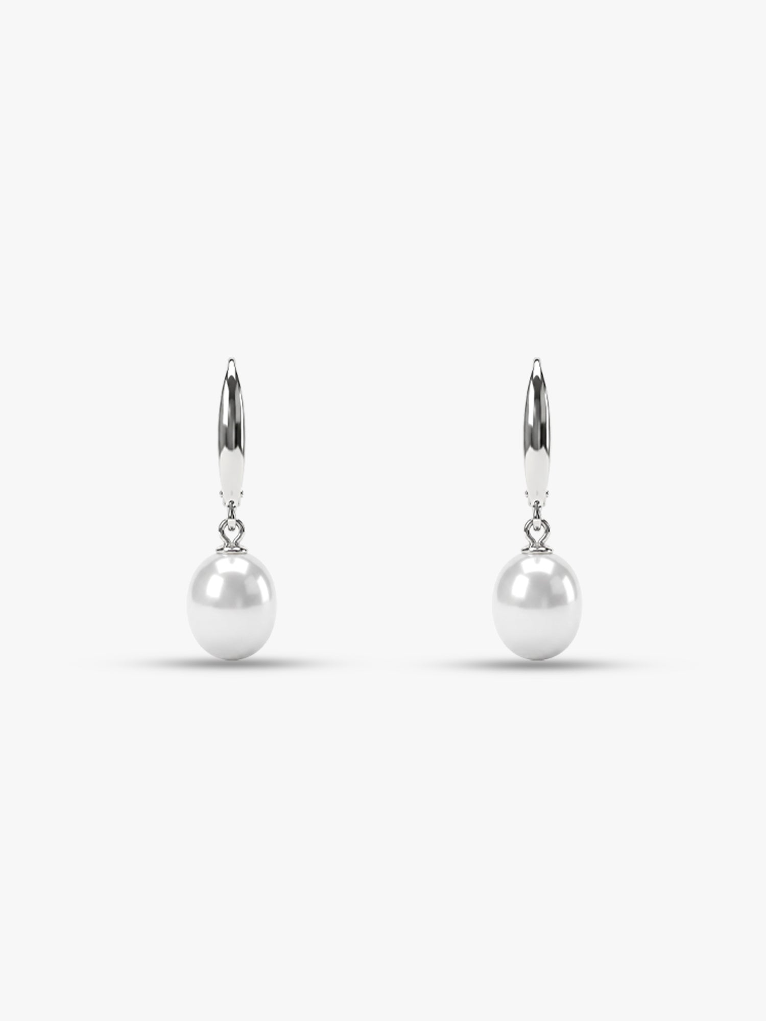 Silver White Pearl Drop Earrings