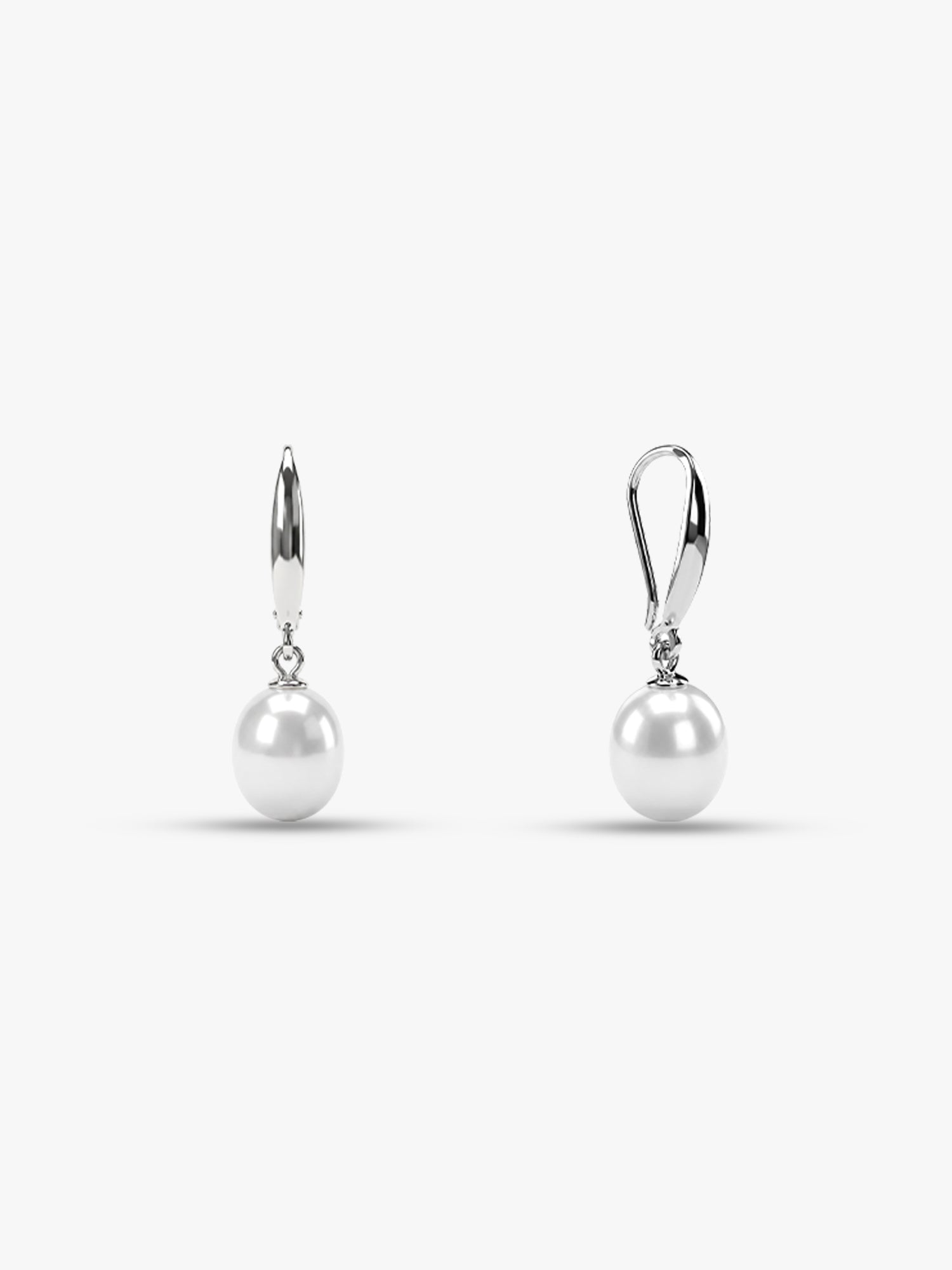 Silver White Pearl Drop Earrings