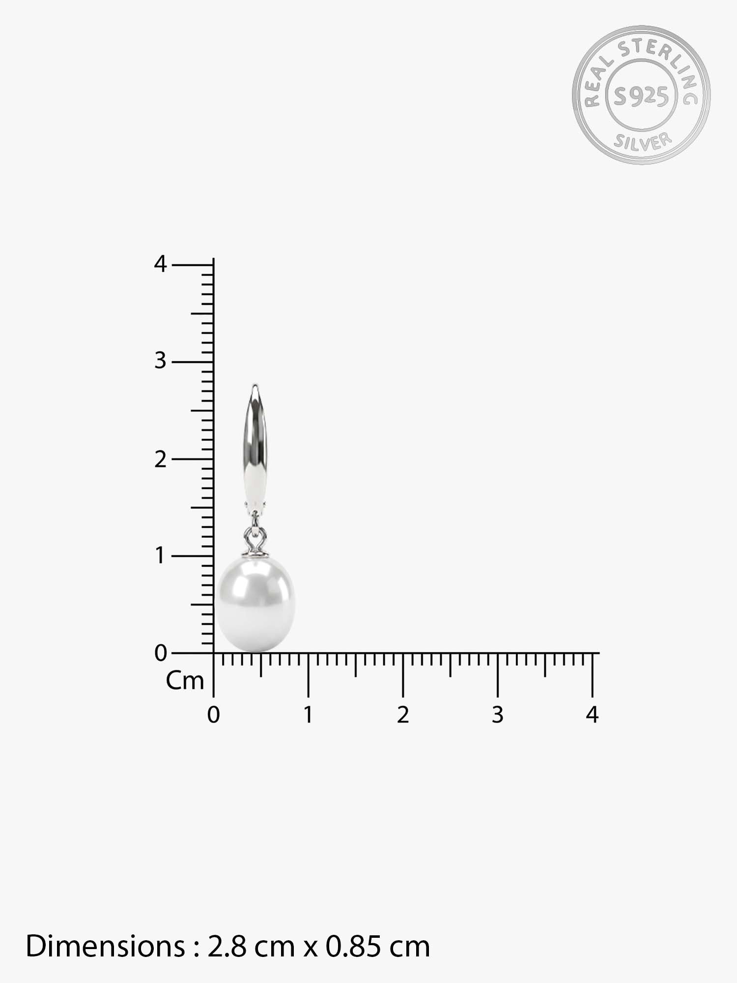 Silver White Pearl Drop Earrings