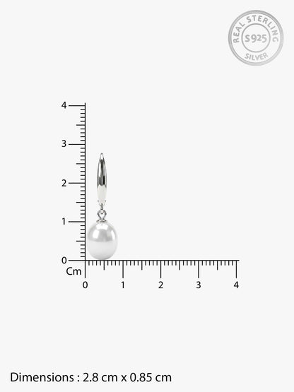 Silver White Pearl Drop Earrings