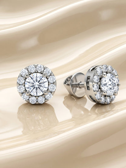 Silver Zircon Studded Elegant Stud Earrings