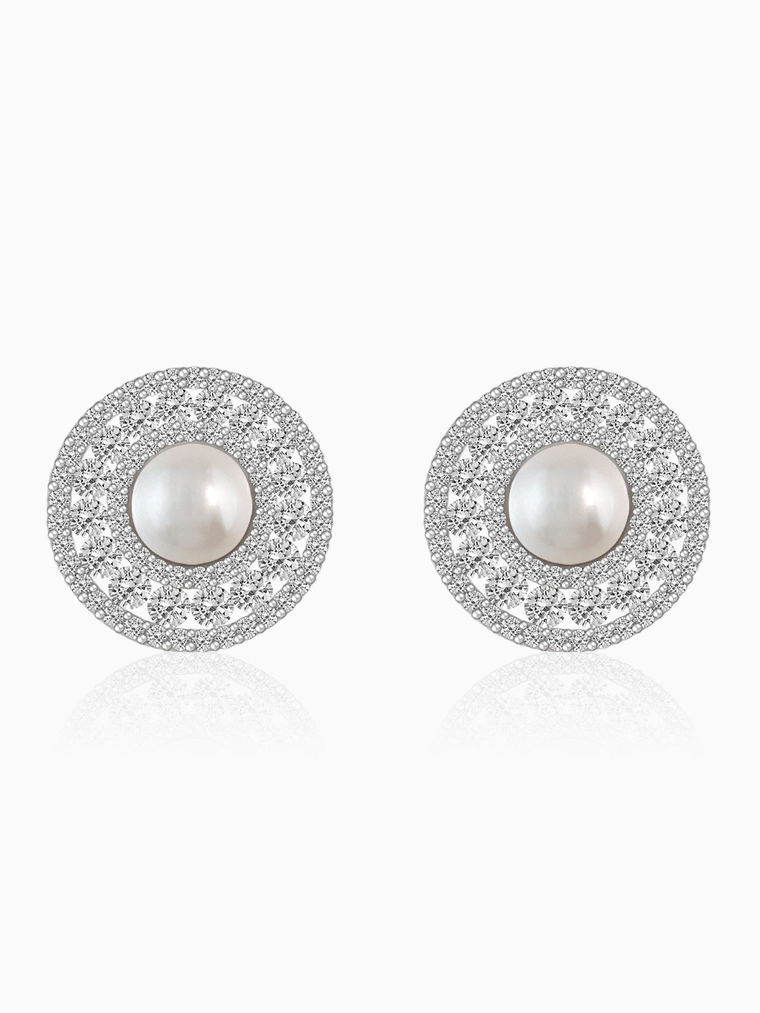 Silver Solitaire Pearl Studs