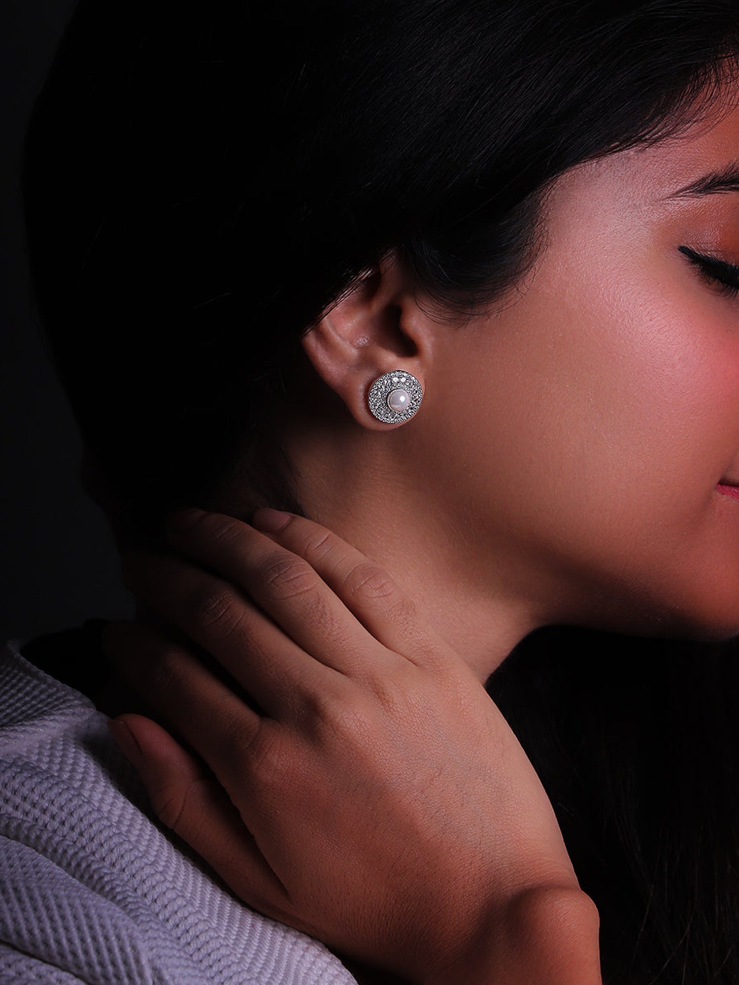 Silver Solitaire Pearl Studs