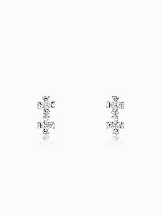 Silver Bedstraw Flower Earrings