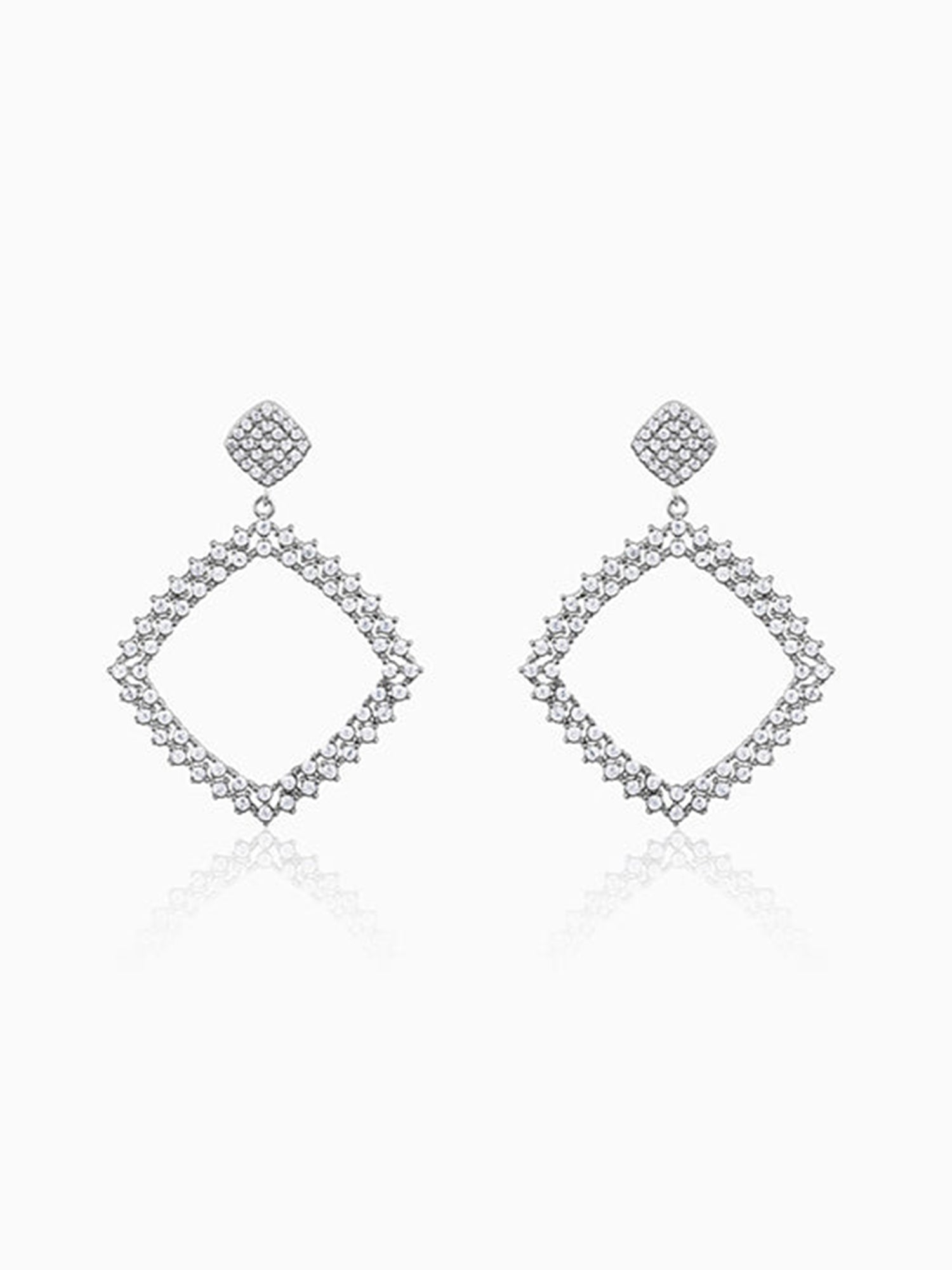 Silver Geometry Drop Earrings
