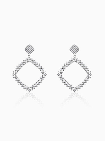 Silver Geometry Drop Earrings