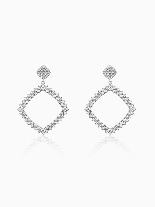 Silver Geometry Drop Earrings