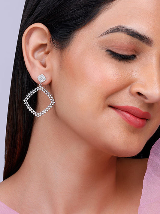 Silver Geometry Drop Earrings