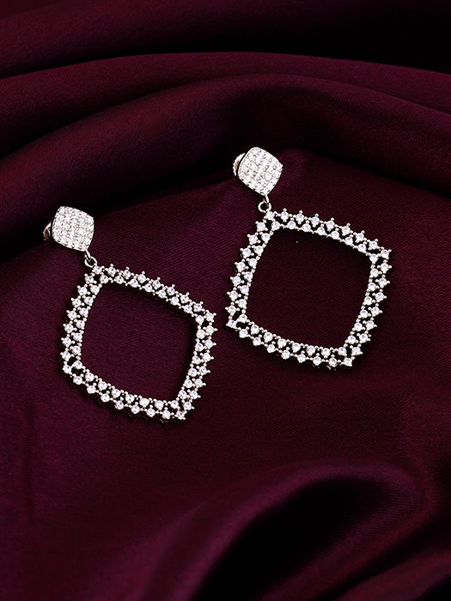 Silver Geometry Drop Earrings