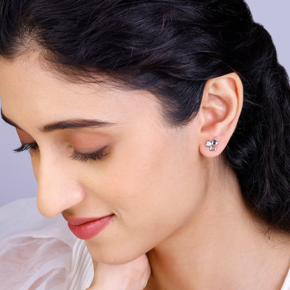 Silver Floral Hearts Earrings