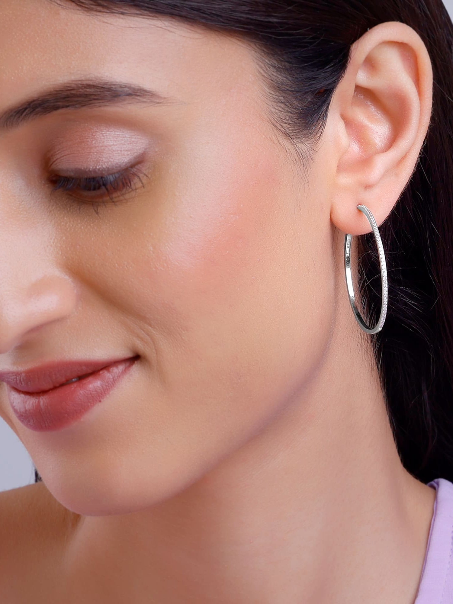 Silver Studded Hoop Earrings