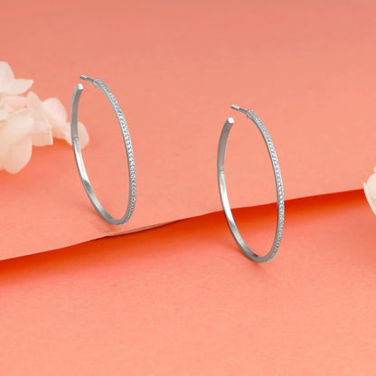 Silver Studded Hoop Earrings