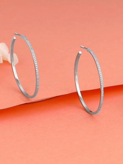 Silver Studded Hoop Earrings