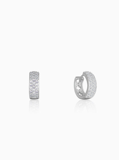 Silver Glittering Huggies Earrings