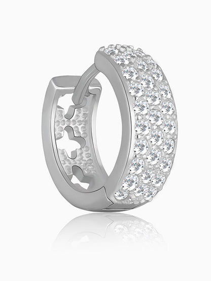 Silver Glittering Huggies Earrings