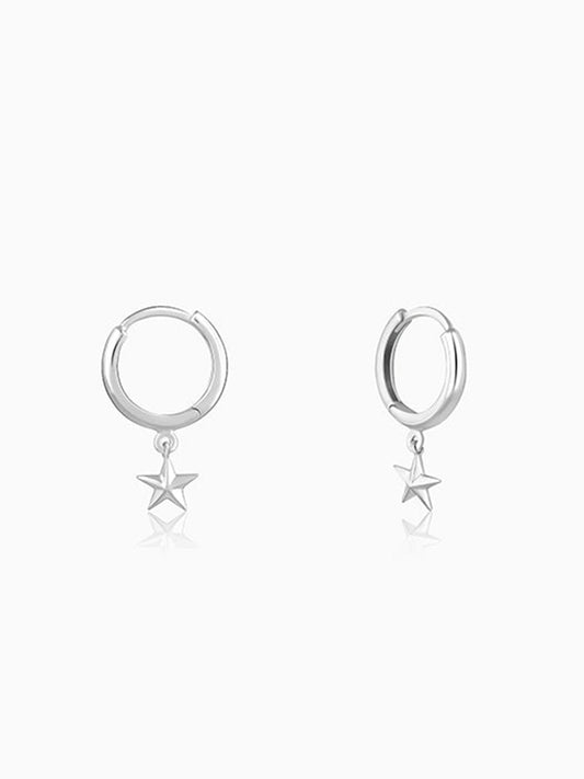 Silver Hanging Star Hoop Earring