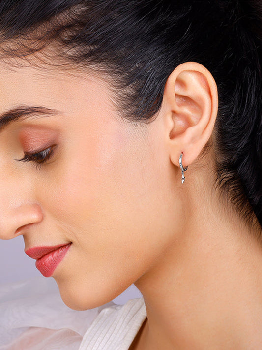 Silver Hanging Star Hoop Earring