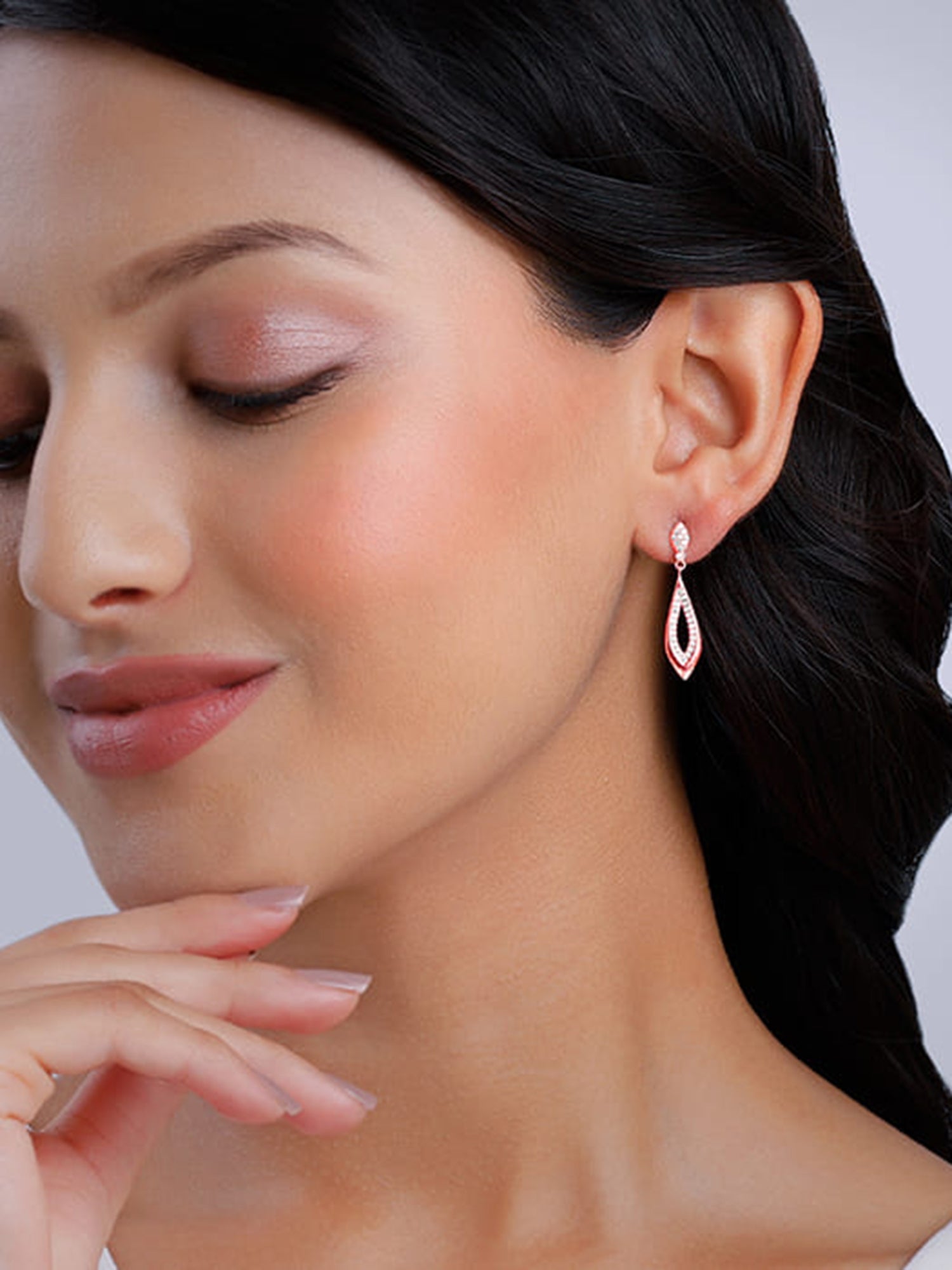 Rose Gold Halo Drop Earrings