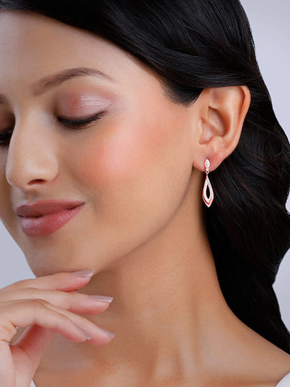 Rose Gold Halo Drop Earrings