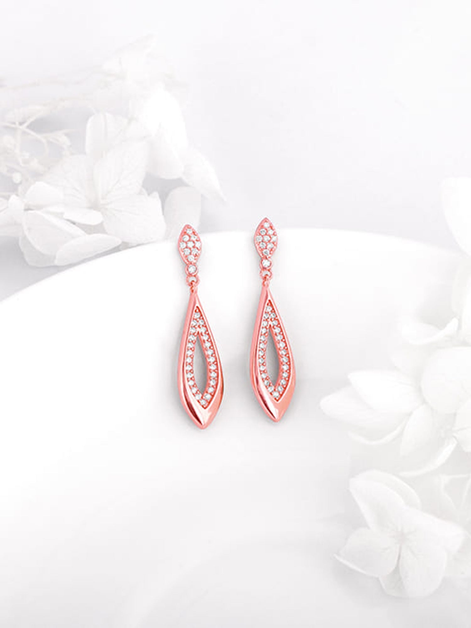Rose Gold Halo Drop Earrings