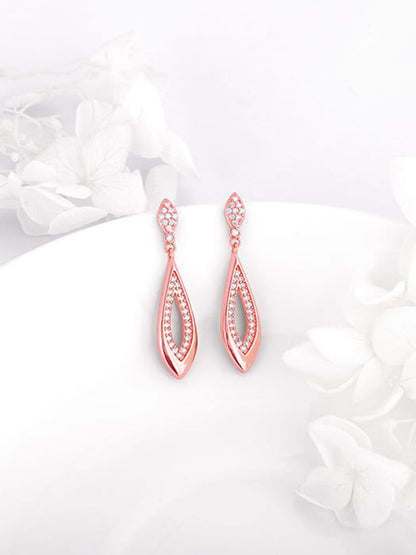 Rose Gold Halo Drop Earrings