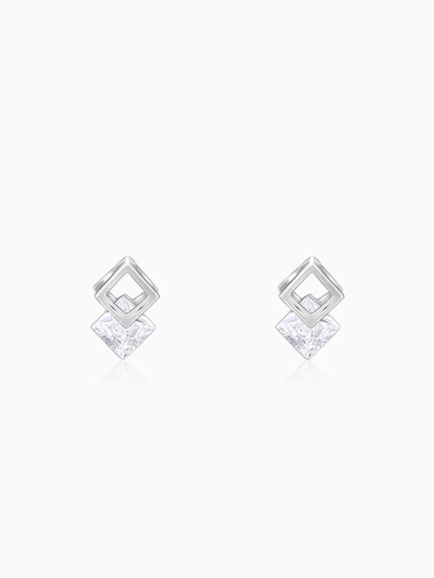 Silver Quadrangle Earrings