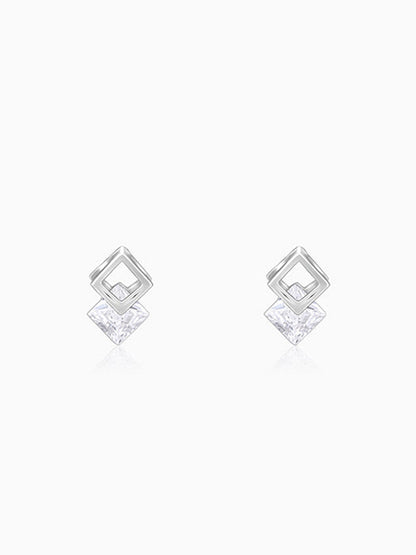 Silver Quadrangle Earrings